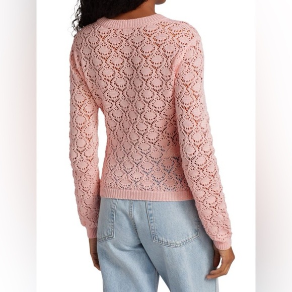Rachel Comey Bassi Lightweight Open-Knit Pima Cotton Sweater Top XS‎ Pastel Pink - Picture 2 of 11